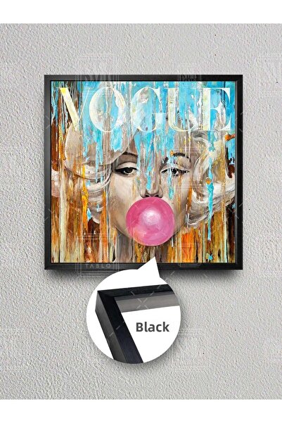 SML TABLO Balon de gumă roz Marilyn Monroe Copertă de revistă Pictură pătrată pe pânză înrămată