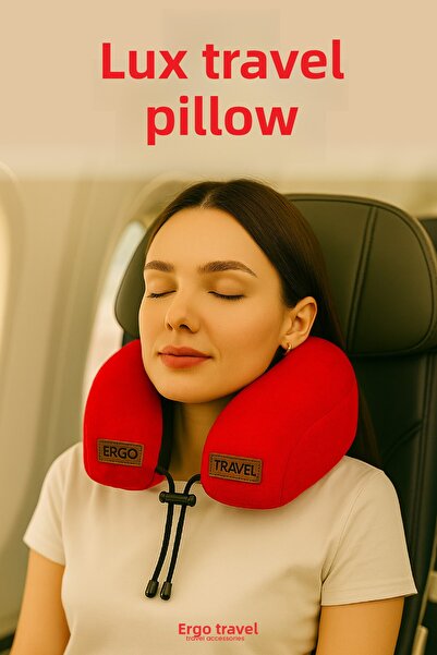 Viscofoam Lux Orthopedic Travel Pillow - Visco Neck Support |   Red Ergo Travel