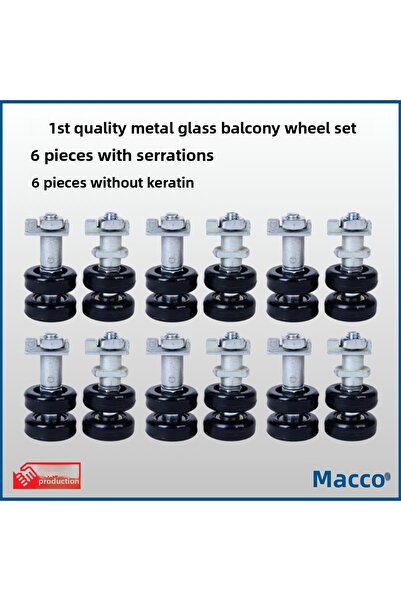 GLASSMAKRO 1. مجموعة عجلات للشرفة من الزجاج المعدني عالية الجودة، 6 قطع مع مف...