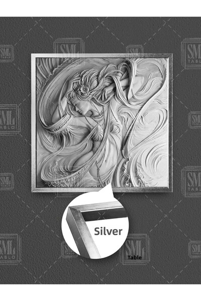 SML TABLO Ориенталска танцьорка Мраморна танцьорка Скулптура в рамка Квадратна картина върху платно