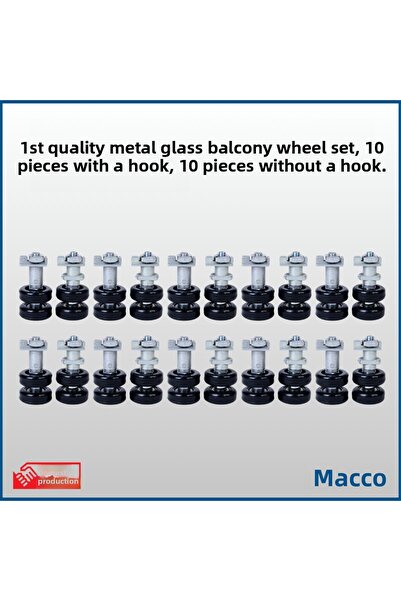 GLASSMAKRO 1. مجموعة عجلات للشرفة من الزجاج المعدني عالية الجودة 10 قطع مع +1...
