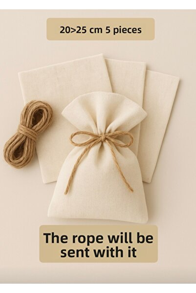 ALASEREN 5 قطع 20×25 سم حقيبة قماشية خام بلون بيج حقيبة قماشية متعددة الأغراض