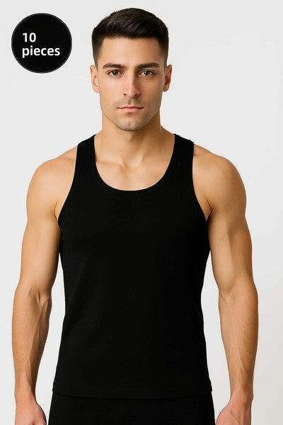 Sedef Yıldızı Ανδρικό Αθλητικό Μπλουζάκι Μαύρο 10 Τεμάχια