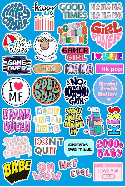 Hediyeni Al مجموعة ملصقات التعبيرات المرحة من السلسلة 2 |   ملصق لابتوب، دفتر ملاحظات، تابلت، هاتف، دفتر، بوليت