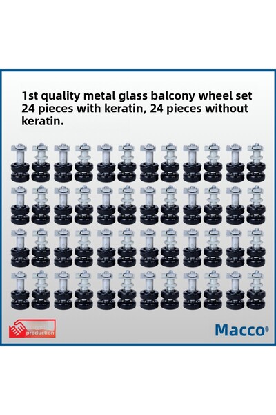 GLASSMAKRO 1. مجموعة عجلات للشرفة من الزجاج المعدني عالية الجودة 24 قطعة مع م...