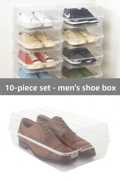 Meleni Home 10 قطع صندوق أحذية للرجال - صندوق تخزين شفاف لتنظيم الأحذية وصندوق سفر