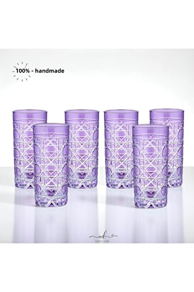 AKDEN STORE Crystal Decor Colorful Water Glass 485ml Set of 6 Water Glasses