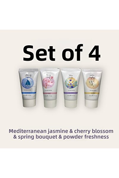 Silver Rose Hand Cream Set of 4 - Shea Extract Powder, Spring Bouquet, Cherry...