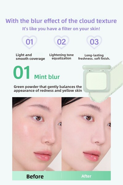 PERIPERA Blur Effect Tone Equalizer Green Compact Powder Filter Fit Blur Pact (01 Blur Mint)