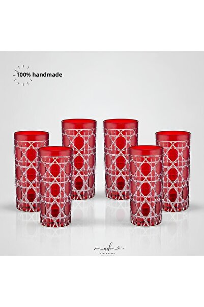 AKDEN STORE Crystal Decor Colorful Water Glass 485ml Set of 6 Water Glasses