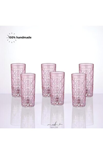 AKDEN STORE Crystal Decor Colorful Water Glass 485ml Set of 6 Water Glasses