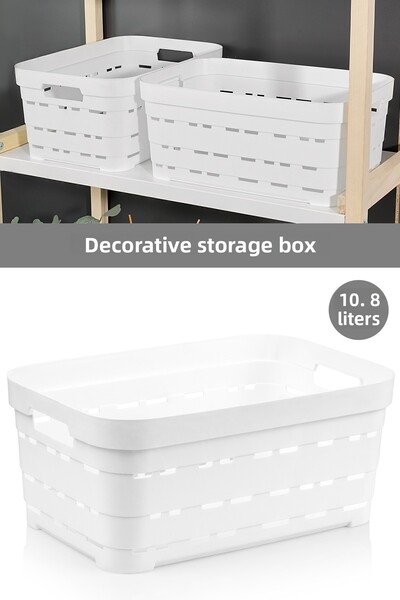 Meleni Home Perforated Decorative Pyramid Storage Box - Closet Organizer Organizer Box 10.8 Lt White