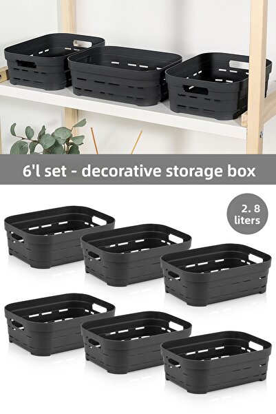 Meleni Home 6-Hole Decorative Pyramid Storage Box - Closet Organizer Organizer Box 2.8 Lt Anthracite
