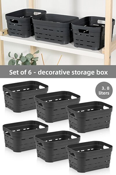 Meleni Home Cutie de depozitare piramidală decorativă cu 6 găuri - Organizato...