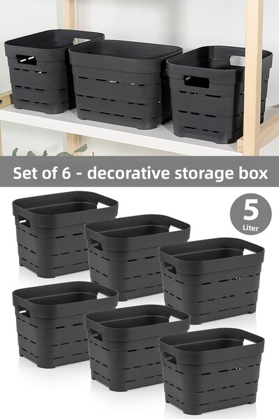 Meleni Home Cutie de depozitare piramidală decorativă cu 6 găuri - Organizato...