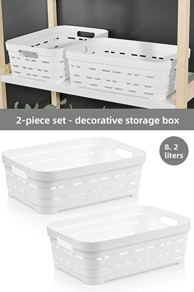 Meleni Home Cutie de depozitare piramidală decorativă cu 2 găuri - Cutie orga...