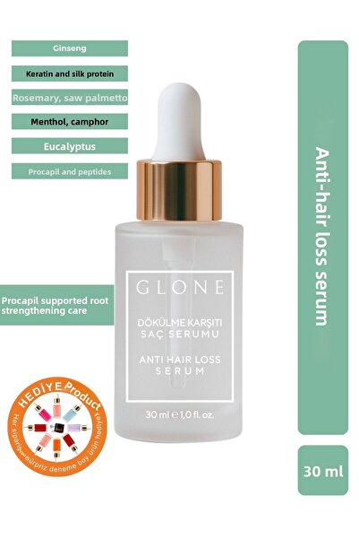 GLONE سيروم مضاد لتساقط الشعر - يحتوي على البيوتين + الكيراتين + الكافور + المنثول / الشاي الأخضر + الروزماري + بروتين الحرير