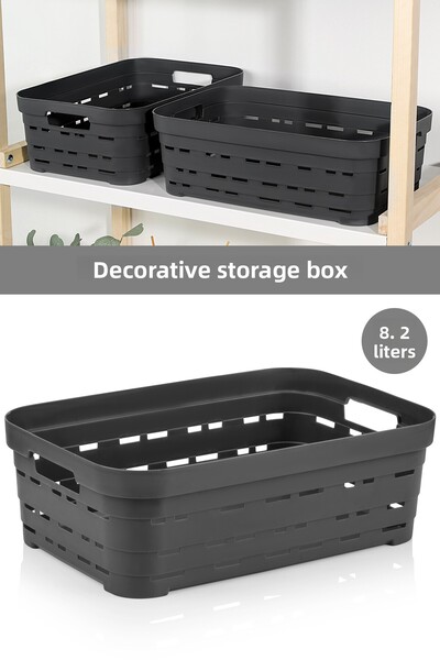 Meleni Home صندوق تخزين هرمي مزخرف مع فتحات - منظم داخلي للخزانة سعة 8.2 لتر لون أنثراسيت