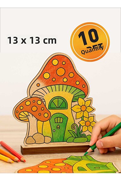 birlazer Mushroom House Coloring Activity Art Preschool Kindergarten Nursery Activity 10 Pcs