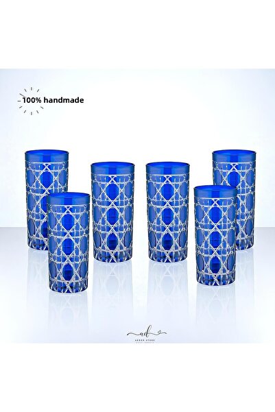 AKDEN STORE Crystal Decor Colorful Water Glass 485ml Set of 6 Water Glasses