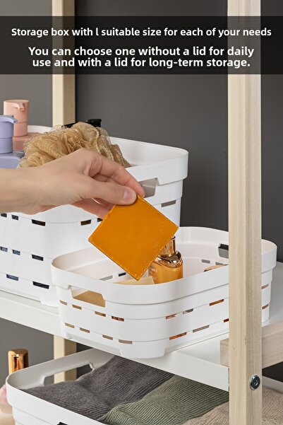 Meleni Home 4-Hole Decorative Pyramid Storage Box - Inside Cabinet Organizer Organizer Box 3.8 Lt White