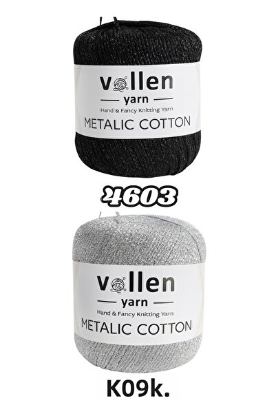 vollen yarn Premium Μεταλλικό Κοτόνι Ασημένιο Κλωστό Πλεκτομηχανής – Ασημένιο Κλωστό, 50 γραμμάρια 100 μέτρα, – Κλωστό για βραδινό φόρεμα, Κλωστό Supla,