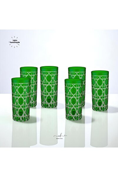 AKDEN STORE Crystal Decor Colorful Water Glass 485ml Set of 6 Water Glasses