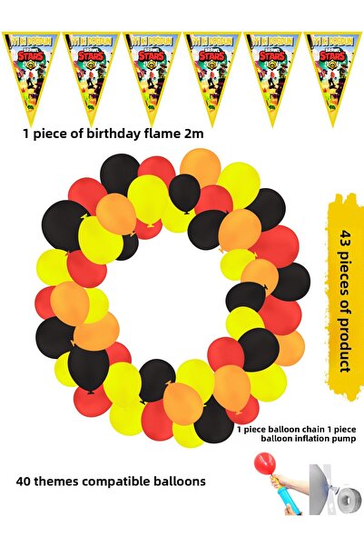 HAPPYLOOPPARTY مجموعة بالونات ملونة متوافقة مع موضوع براول ستارز، 40 قطعة