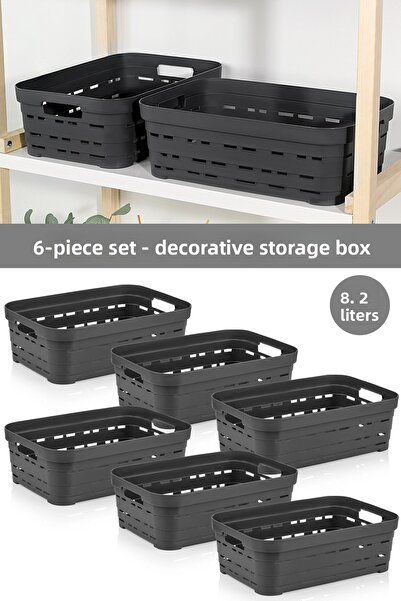 Meleni Home Cutie de depozitare piramidală decorativă cu 6 găuri - Organizato...