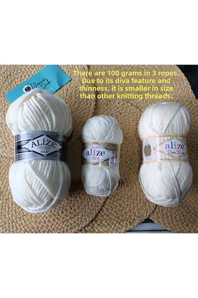 Alize Diva Mercerized Thin Thread Summer Bikini Bustier Bluză Mesh Yarn Knit Crop Models 55 White