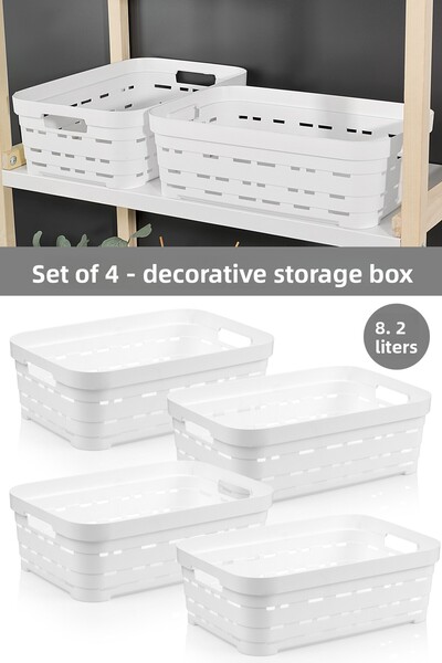 Meleni Home 4-Hole Decorative Pyramid Storage Box - Inside Cabinet Organizer Organizer Box 8.2 Lt White