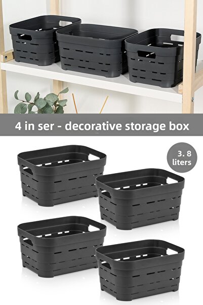 Meleni Home Cutie de depozitare piramidală decorativă cu 4 găuri - Organizato...
