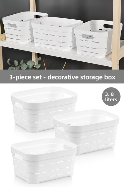 Meleni Home Cutie de depozitare piramidală decorativă cu 3 găuri - Cutie orga...