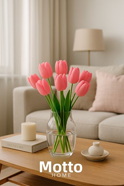 Mottogo Buchet de lalele umede artificiale din 5 piese – floare decorativă ap...