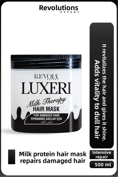 revola قناع شعر فاخر خالٍ من الأملاح للشعر التالف 500 مل علاج بالحليب