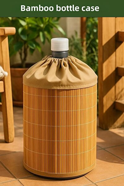 AYGÖREN HOME Θήκη για μπουκάλι από ψάθι από μπαμπού