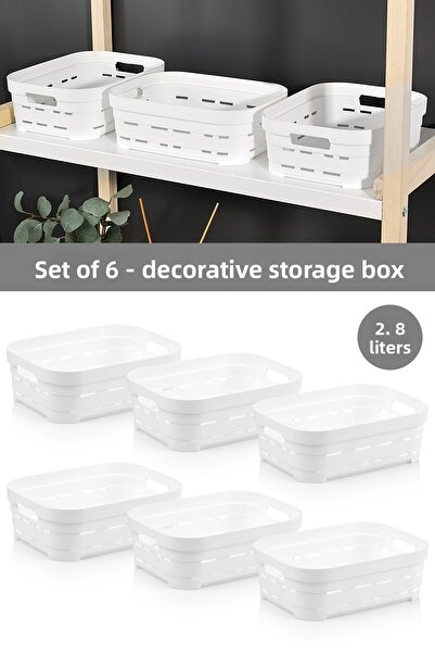 Meleni Home Cutie de depozitare piramidală decorativă cu 6 găuri - Organizato...