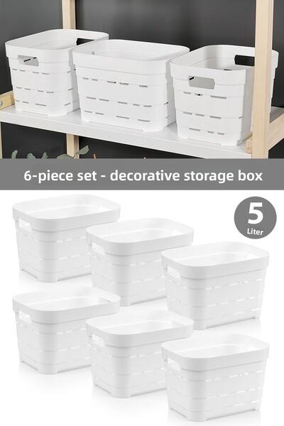 Meleni Home 6-Hole Decorative Pyramid Storage Box - Closet Organizer Multi-Purpose Organizer 5 Lt White