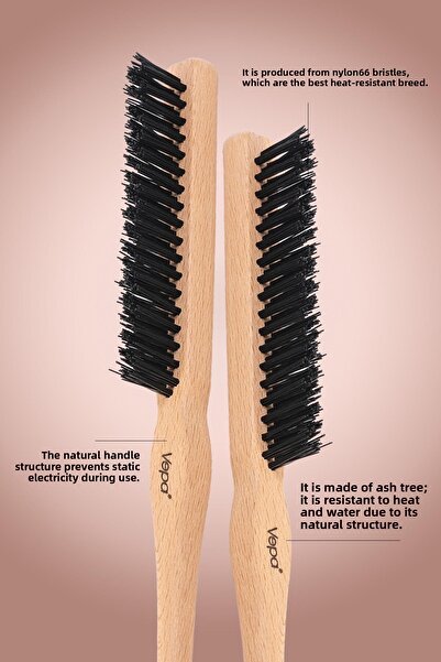 Vepa Επαγγελματική βούρτσα μπούνι - Ξύλινη λαβή, ανθεκτική στη θερμότητα, styling μαλλιών