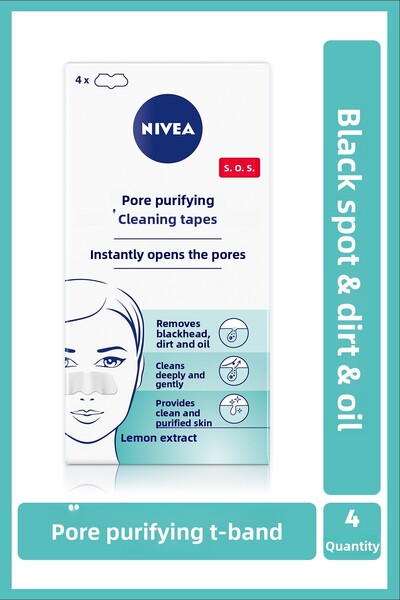NIVEA 4Pcs Blackhead Remover T-Band - Pore Purifying, Deep Cleansing, Lemon E...
