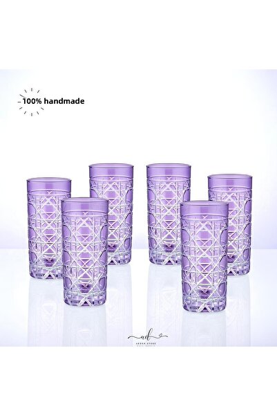 AKDEN STORE Crystal Decor Colorful Water Glass 485ml Set of 6 Water Glasses