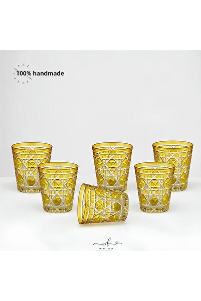 AKDEN STORE طقم أكواب ماء ملونة للديكور الكريستالي مكون من 6 قطع سعة 275 مل