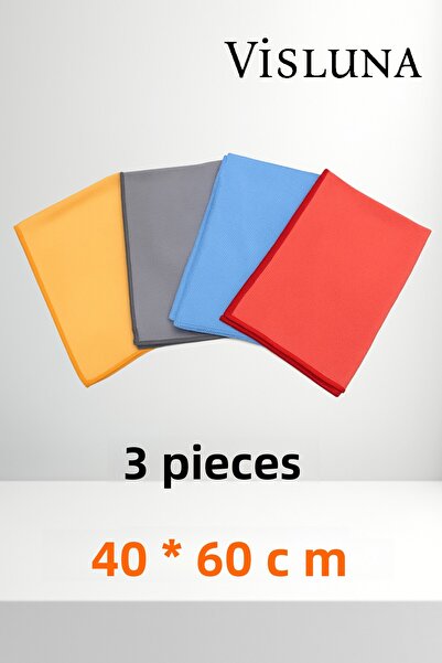 VİSLUNA (3 Pieces) Glass Tv and Mirror Cloth Microfiber General Cleaning Cloth Multi-Colored 40*60 cm