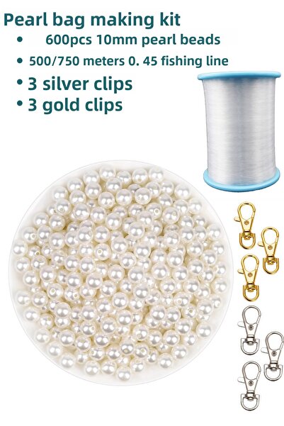HERALDİS مجموعة صنع حقائب من اللؤلؤ، خيط حقائب من اللؤلؤ مقاس 10 مم، 600 متر،...