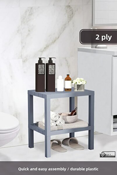 BRAMBLE LIFE 2-Tier Ombeg Bathroom Kitchen Organizer Decorative Plastic Multi-Purpose Flower Pot Bookshelf Gray