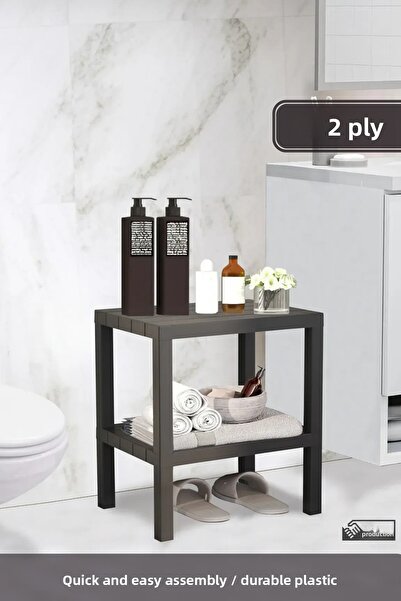 BRAMBLE LIFE 2-Tier Ombeg Bathroom Kitchen Organizer Decorative Plastic Multi-Purpose Flower Pot Bookshelf Black