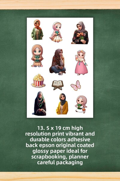 birikiyedi Set of 2 Cute Hijab Stickers Set Suitable for Planner Agenda Bullet Journal
