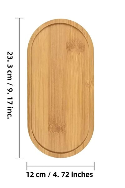 TR Home Bamboo Oval Presentation and Serving Tray Oil Pot Base, Kitchen and Bathroom 6 Pieces