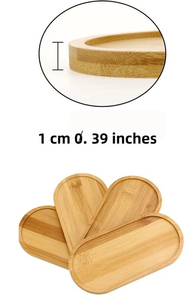 TR Home Bamboo Oval Presentation and Serving Tray Oil Pot Base, Kitchen and Bathroom 6 Pieces