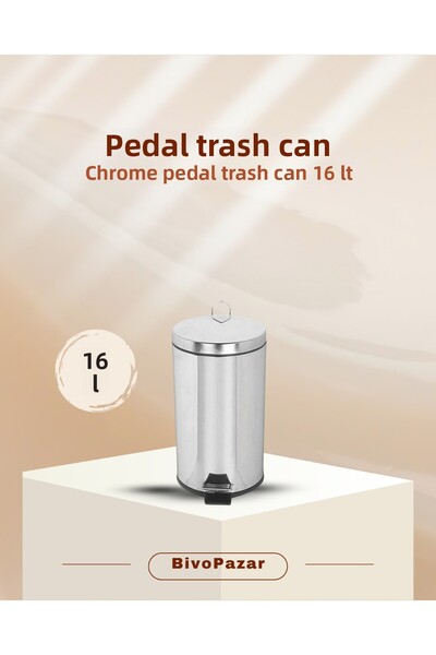 Palex Chrome Pedal Trash Can 16 Lt, Stylish and Convenient Cleaning Product